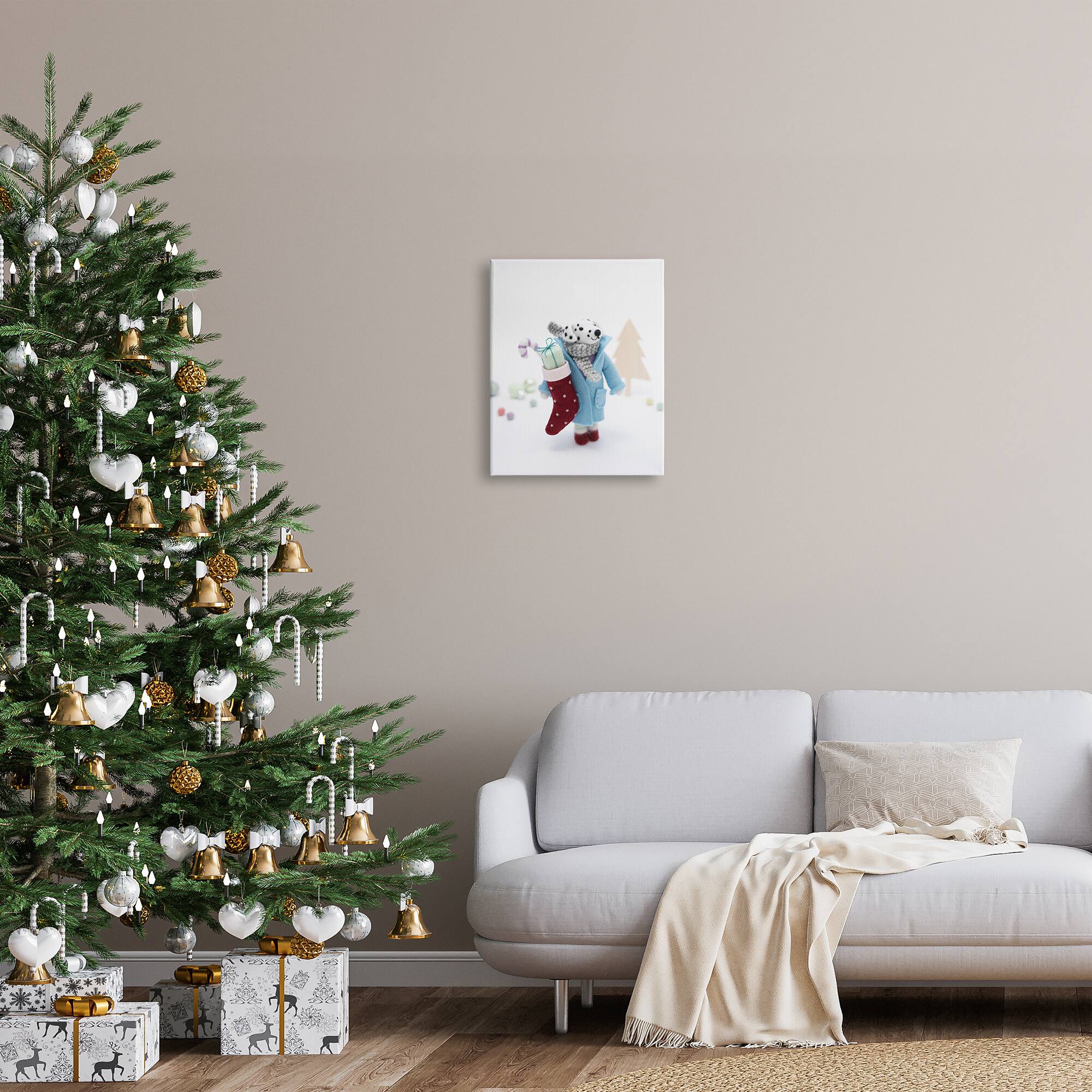 Stupell Industries Dalmatian Christmas Stocking Scene Canvas Wall Art